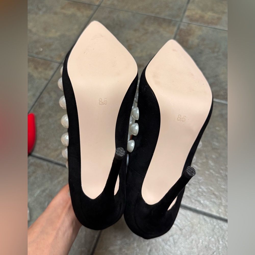 Black Pearl-Embellished Women's Heels US9 - Picture 6 of 6